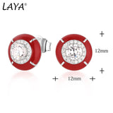 Laya Silver Earrings 925 Sterling Red Enamel Fine Jewelry