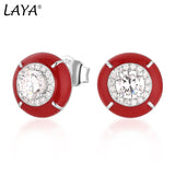 Laya Silver Earrings 925 Sterling Red Enamel Fine Jewelry