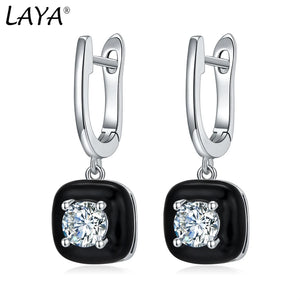 Laya Silver Earrings 925 Silver High Zircon Enamel Jewelry