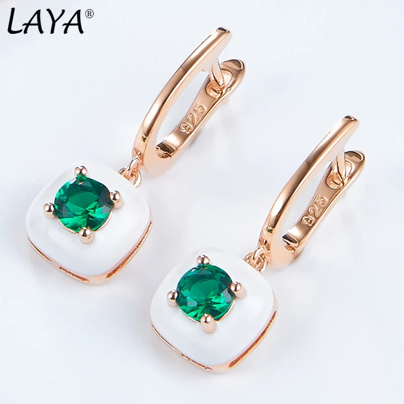 Laya Silver Earrings 925 Silver High Zircon Enamel Jewelry