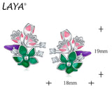 Laya Silver Earrings 925 Sterling Silver CZ Fine Jewelry Enamel