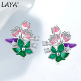 Laya Silver Earrings 925 Sterling Silver CZ Fine Jewelry Enamel