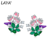 Laya Silver Earrings 925 Sterling Silver CZ Fine Jewelry Enamel