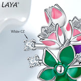 Laya Silver Earrings 925 Sterling Silver CZ Fine Jewelry Enamel