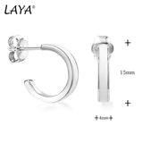 Laya Silver Hoop Earrings 925 Sterling Enamel White/Orange
