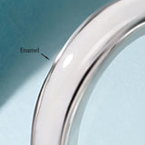 Laya Silver Hoop Earrings 925 Sterling Enamel White/Orange