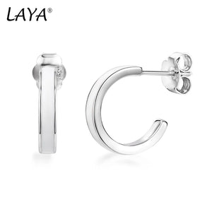 Laya Silver Hoop Earrings 925 Sterling Enamel White/Orange