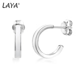 Laya Silver Hoop Earrings 925 Sterling Enamel White/Orange