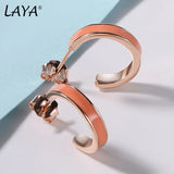Laya Silver Hoop Earrings 925 Sterling Enamel White/Orange