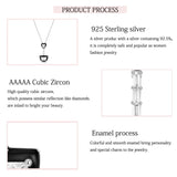 925 Silver Heart Moon Crystal Necklace for Women