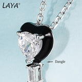 925 Silver Heart Moon Crystal Necklace for Women