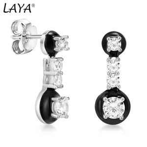 Laya Silver Stud Earrings 925 Sterling Silver Green Nano Nude Enamel Jewelry