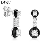 Laya Silver Stud Earrings 925 Sterling Silver Green Nano Nude Enamel Jewelry