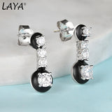 Laya Silver Stud Earrings 925 Sterling Silver Green Nano Nude Enamel Jewelry