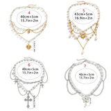 Layer Pearl Bead Necklace Strawberry Heart Pendant Choker