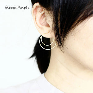 Layered Big Circle Earrings 925 Silver Filled Minimalist Jewelry