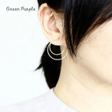 Layered Big Circle Earrings 925 Silver Filled Minimalist Jewelry