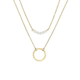 Layered Chain Pearl Roundness Necklace for Women