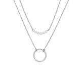 Layered Chain Pearl Roundness Necklace for Women