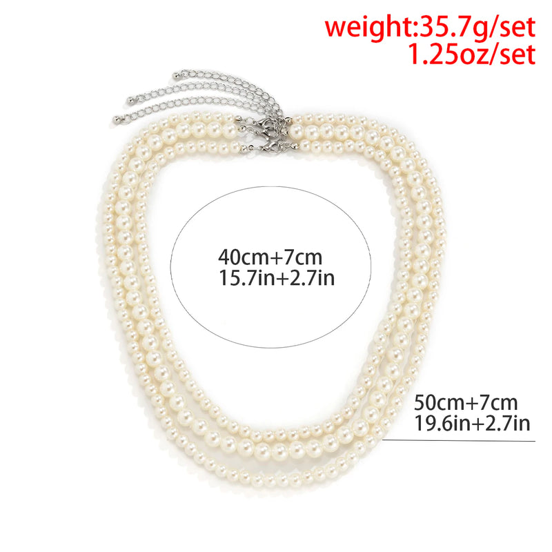 Layered Pearl Choker Necklace Men/Women Beads Necklaces Chain Jewelry