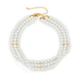 Layered Pearl Choker Necklace Men/Women Beads Necklaces Chain Jewelry