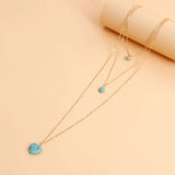Layered Long Necklaces Tassel Stone Pendant Heart Ethnic Jewelry