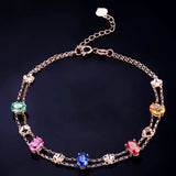 Multicolor Austrian Crystal Chain Bracelet for Women