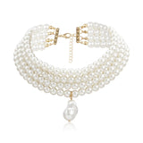 Layered Pearl Choker Necklace for Women Beads Necklaces Wedding Jewelry
