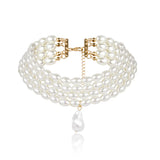 Layered Pearl Choker Necklace for Women Beads Necklaces Wedding Jewelry