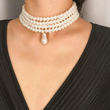 Layered Pearl Choker Necklace for Women Beads Necklaces Wedding Jewelry