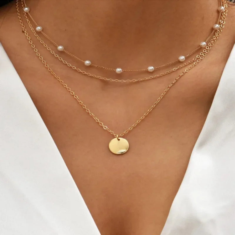 Layered Pearl Necklace for Women Y2k Choker Accesorios Collier Femme