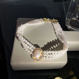 Layered Short Pearl Choker Necklace for Women Wedding Jewelry