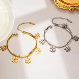 Stainless Steel 4 Leaf Clover Flower Charm Bracelet for Women Chain Jewelry Gift