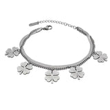 Stainless Steel 4 Leaf Clover Flower Charm Bracelet for Women Chain Jewelry Gift