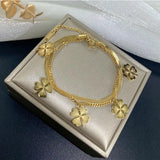 Stainless Steel 4 Leaf Clover Flower Charm Bracelet for Women Chain Jewelry Gift