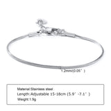 Layered Thin Round Snake Bracelet Stainless Steel Charm Women Bracelets