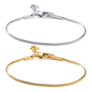 Layered Thin Round Snake Bracelet Stainless Steel Charm Women Bracelets