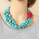 Round Stone Layered Necklace Choker Statement Jewelry