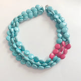 Round Stone Layered Necklace Choker Statement Jewelry