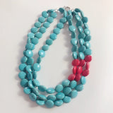 Round Stone Layered Necklace Choker Statement Jewelry