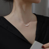 Lbyzhan Eggplant Shape Pendant Silver Tube Necklace Metal Chain Jewelry
