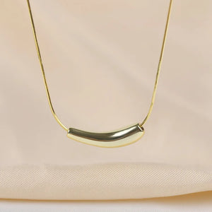 Lbyzhan Eggplant Shape Pendant Silver Tube Necklace Metal Chain Jewelry