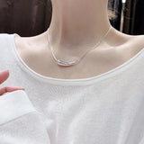 Lbyzhan Eggplant Shape Pendant Silver Tube Necklace Metal Chain Jewelry