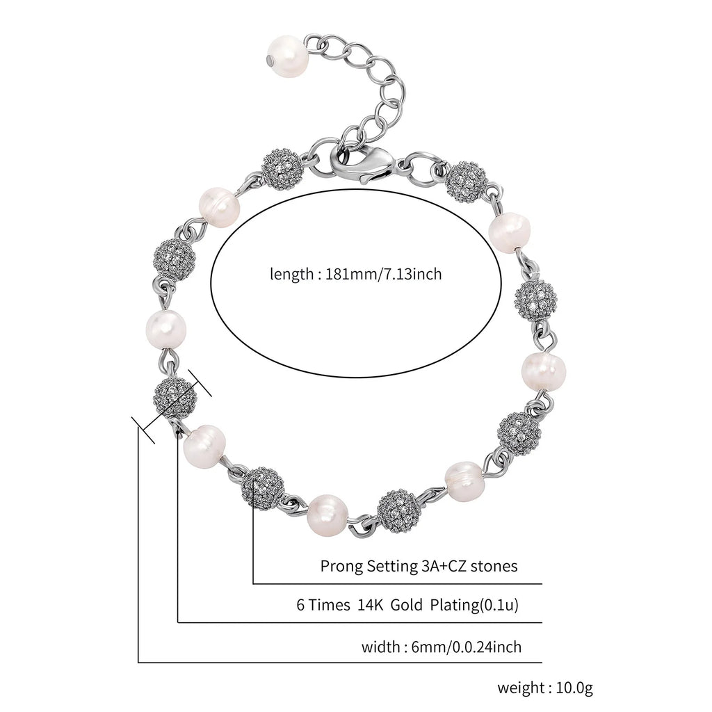 Vintage Pearl Bracelet for Women Zircon Beads Collar Jewelry