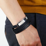 Vintage Wrap Bracelet Set Retro Cow Leather Strap Punk Bracelet Men