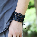 Leabyl Vintage DIY Bracelet Set - Men's Multilayer Leather Wrap