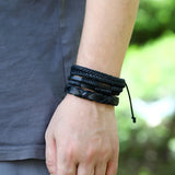 Leabyl Vintage DIY Bracelet Set - Men's Multilayer Leather Wrap
