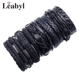 Leabyl Vintage DIY Bracelet Set - Men's Multilayer Leather Wrap