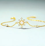 Leabyl 925 Silver Flower Pearl Charm Bracelet for Women
