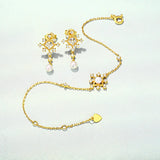 Leabyl 925 Silver Flower Pearl Charm Bracelet for Women